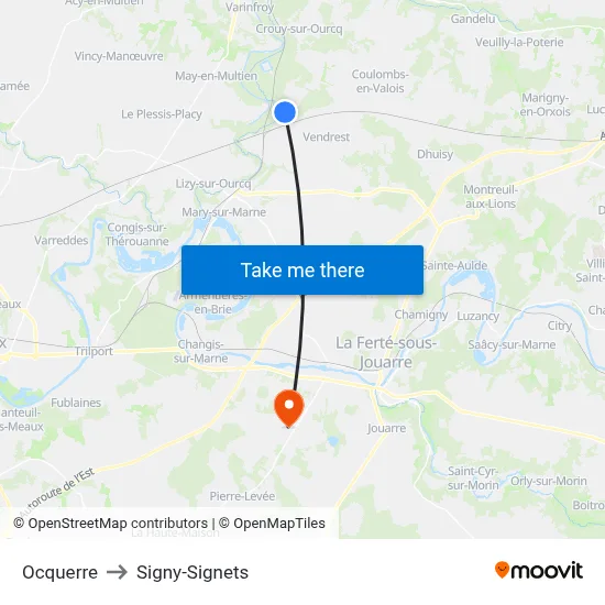 Ocquerre to Signy-Signets map