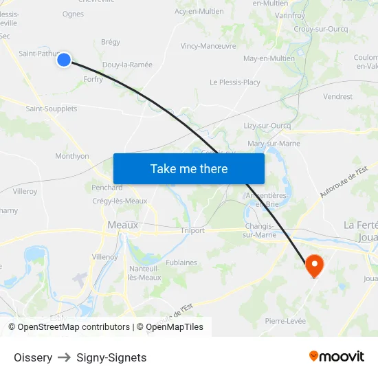 Oissery to Signy-Signets map