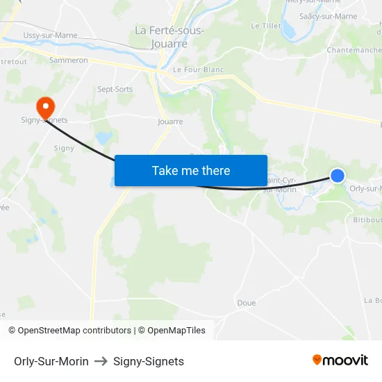 Orly-Sur-Morin to Signy-Signets map