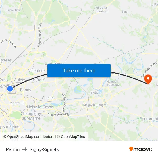 Pantin to Signy-Signets map