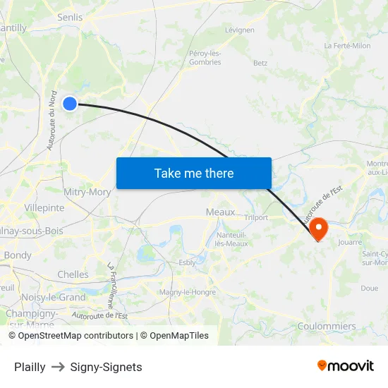Plailly to Signy-Signets map