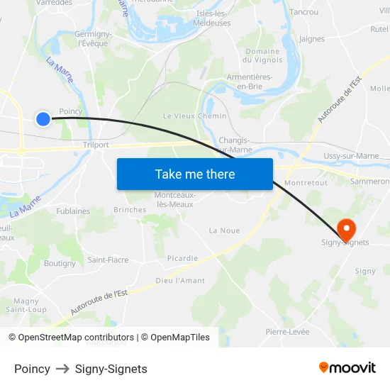 Poincy to Signy-Signets map