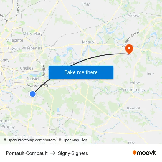 Pontault-Combault to Signy-Signets map