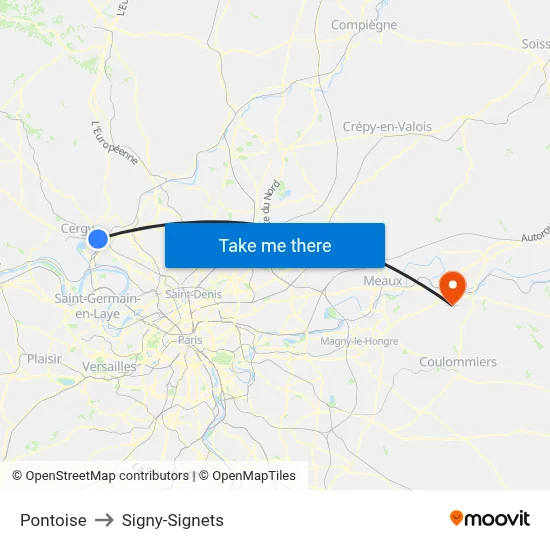 Pontoise to Signy-Signets map