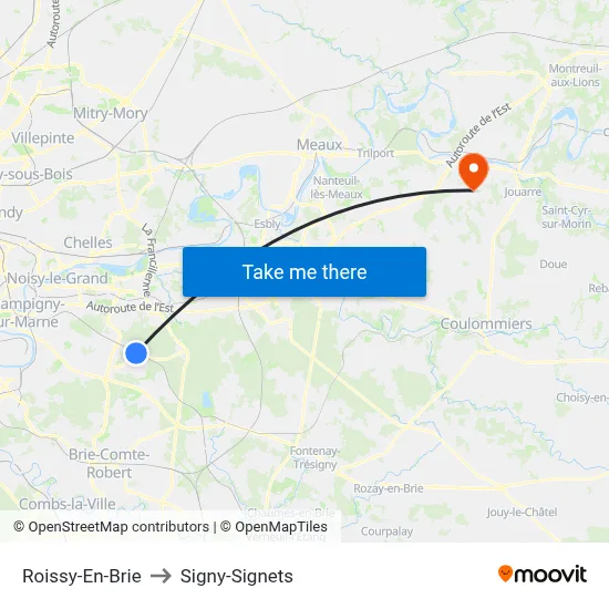 Roissy-En-Brie to Signy-Signets map