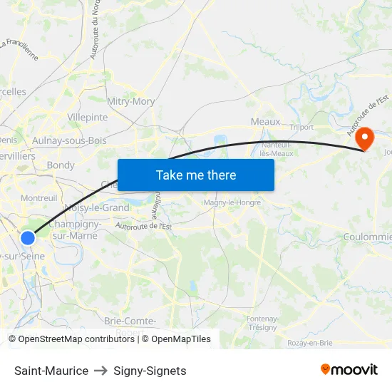 Saint-Maurice to Signy-Signets map