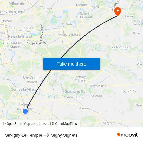 Savigny-Le-Temple to Signy-Signets map