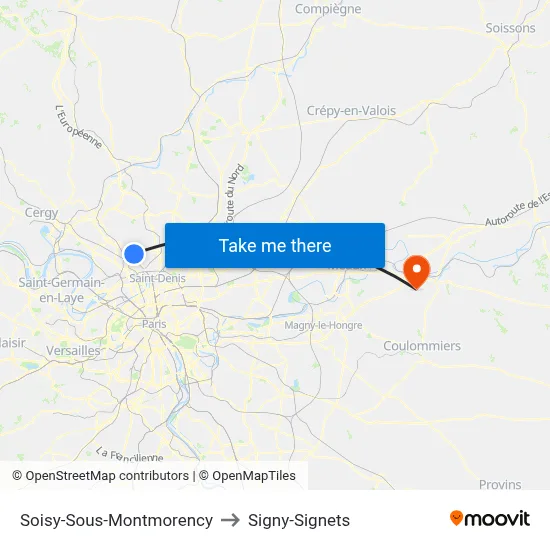 Soisy-Sous-Montmorency to Signy-Signets map