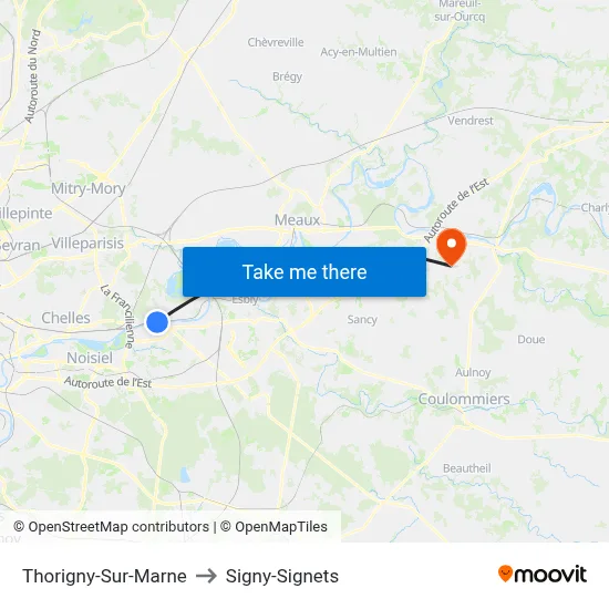 Thorigny-Sur-Marne to Signy-Signets map