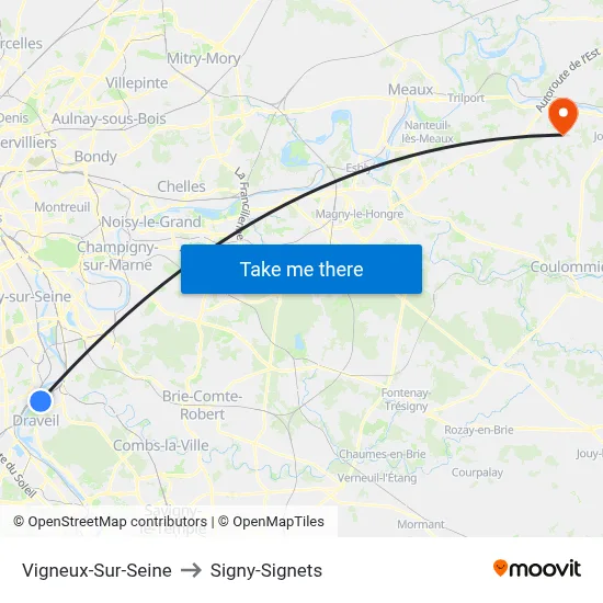 Vigneux-Sur-Seine to Signy-Signets map