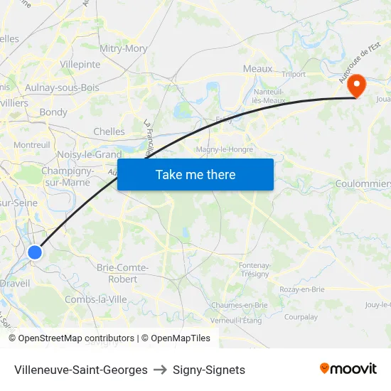 Villeneuve-Saint-Georges to Signy-Signets map