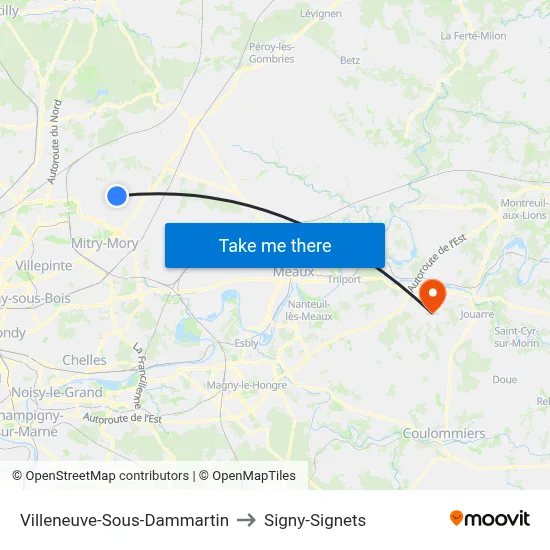 Villeneuve-Sous-Dammartin to Signy-Signets map