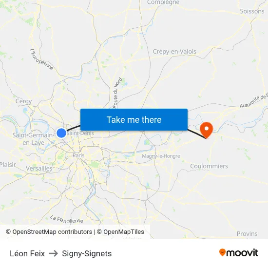 Léon Feix to Signy-Signets map