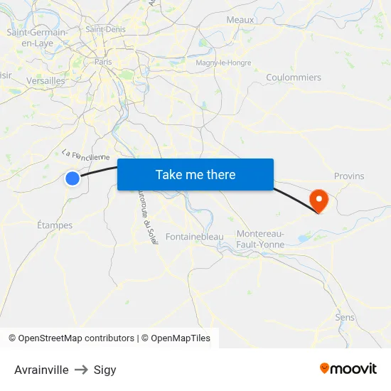 Avrainville to Sigy map