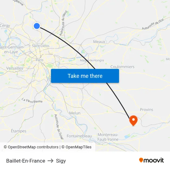 Baillet-En-France to Sigy map
