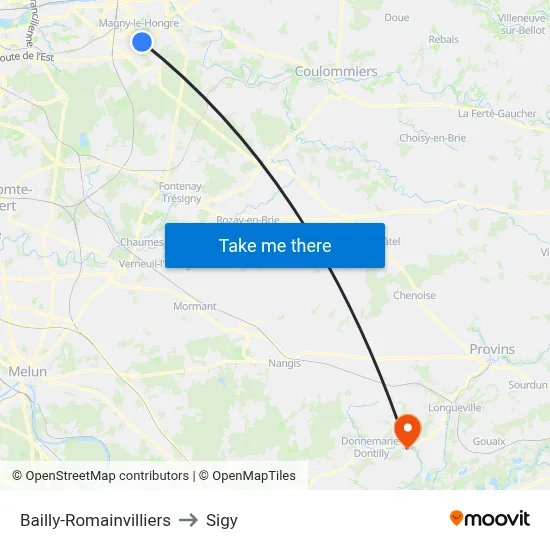 Bailly-Romainvilliers to Sigy map