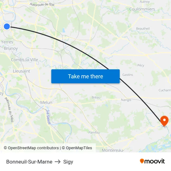Bonneuil-Sur-Marne to Sigy map