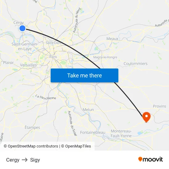 Cergy to Sigy map