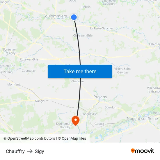 Chauffry to Sigy map