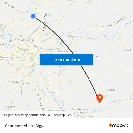 Chaumontel to Sigy map
