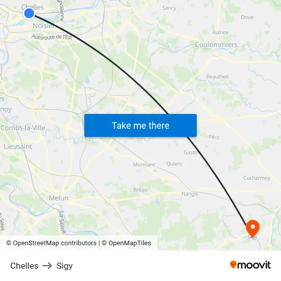 Chelles to Sigy map