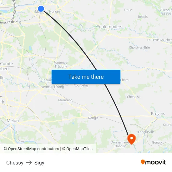 Chessy to Sigy map