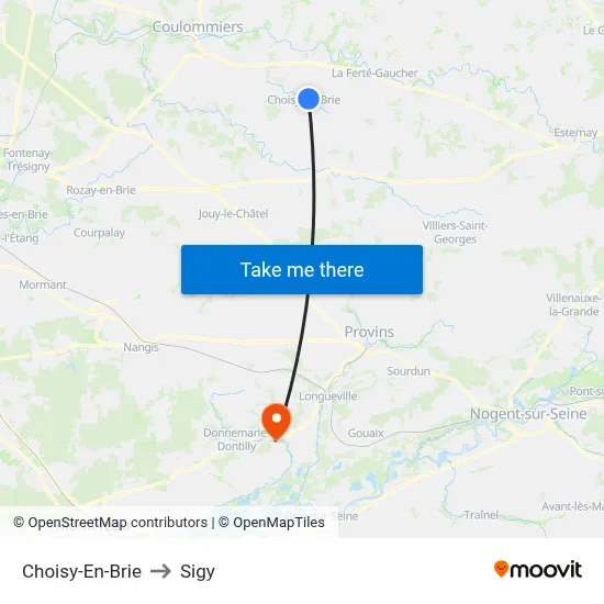 Choisy-En-Brie to Sigy map