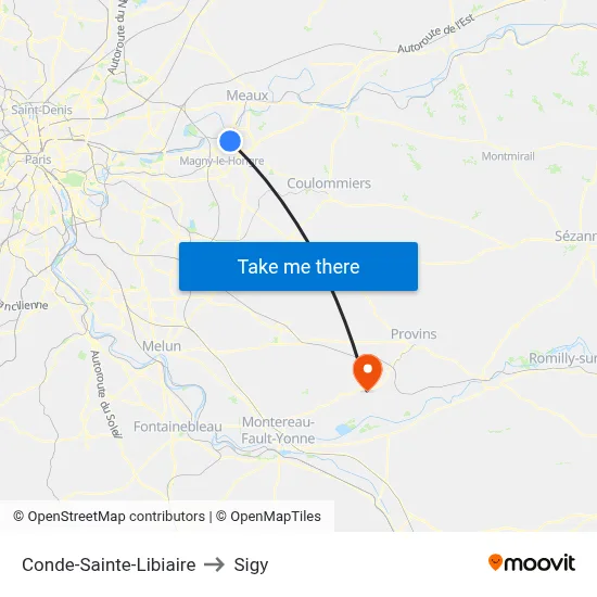 Conde-Sainte-Libiaire to Sigy map