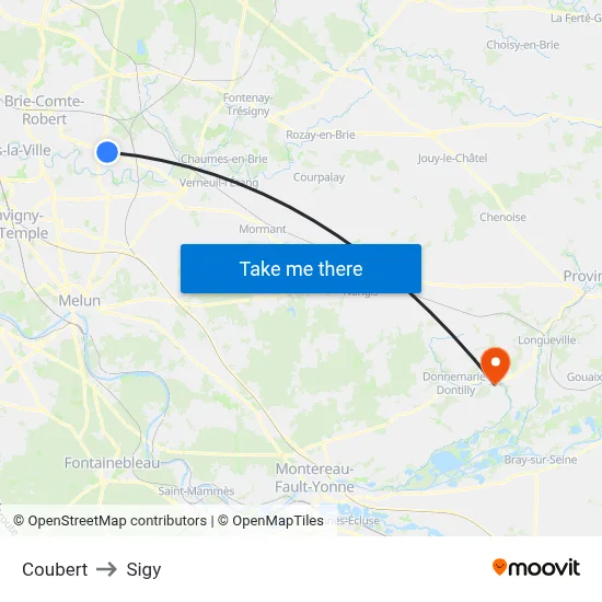 Coubert to Sigy map