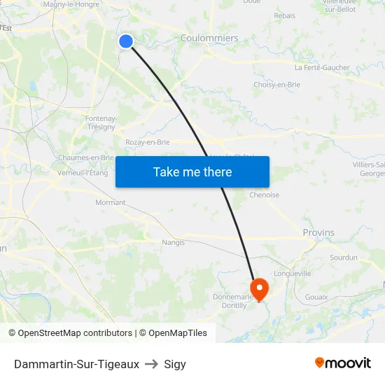 Dammartin-Sur-Tigeaux to Sigy map