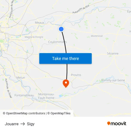 Jouarre to Sigy map