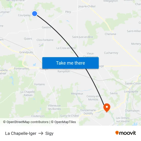 La Chapelle-Iger to Sigy map