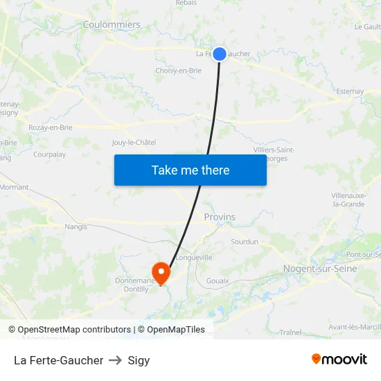 La Ferte-Gaucher to Sigy map