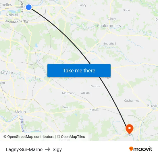 Lagny-Sur-Marne to Sigy map