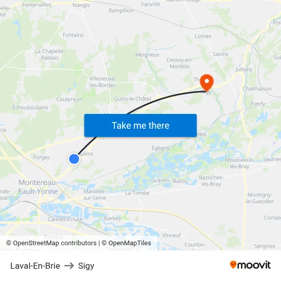 Laval-En-Brie to Sigy map