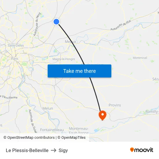 Le Plessis-Belleville to Sigy map