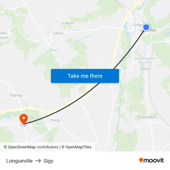 Longueville to Sigy map