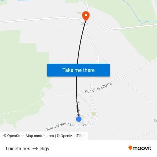 Luisetaines to Sigy map