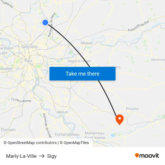 Marly-La-Ville to Sigy map