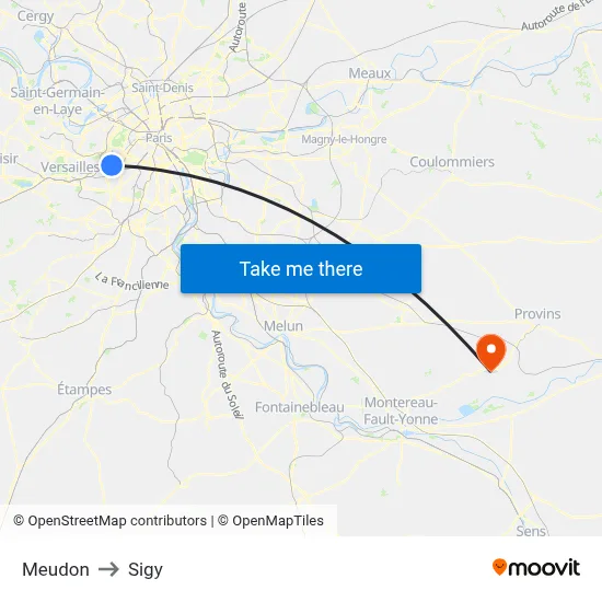 Meudon to Sigy map