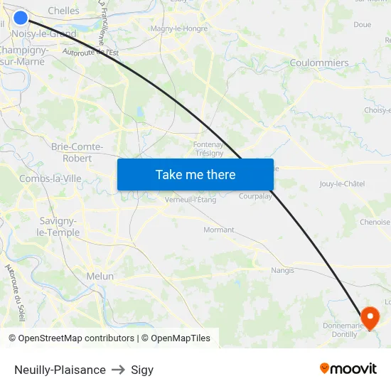 Neuilly-Plaisance to Sigy map