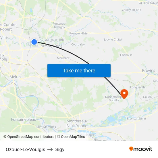 Ozouer-Le-Voulgis to Sigy map