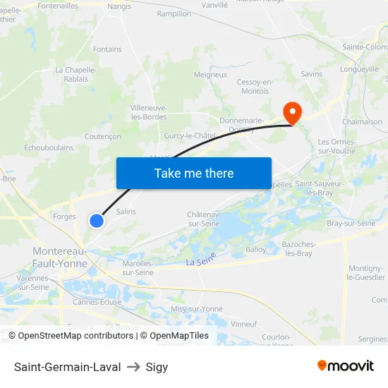 Saint-Germain-Laval to Sigy map