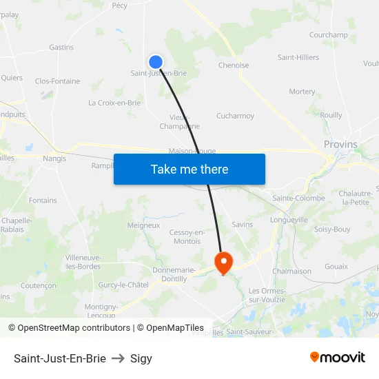 Saint-Just-En-Brie to Sigy map