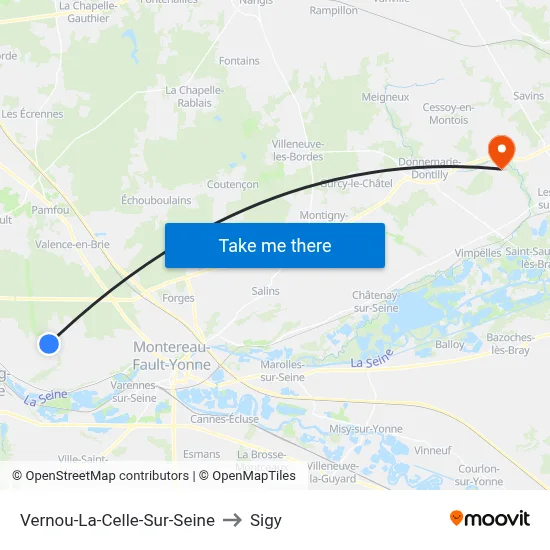 Vernou-La-Celle-Sur-Seine to Sigy map