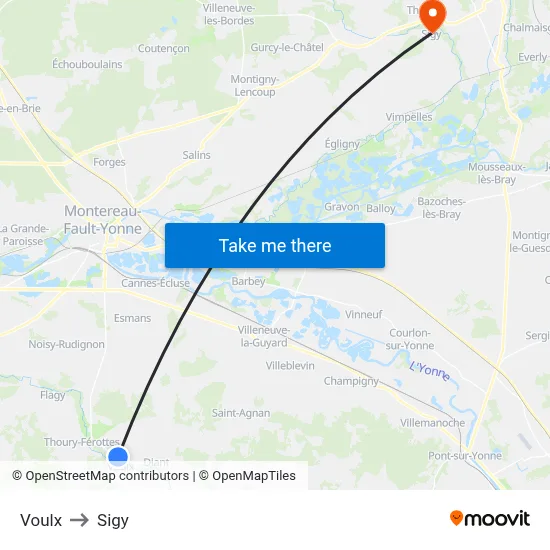 Voulx to Sigy map