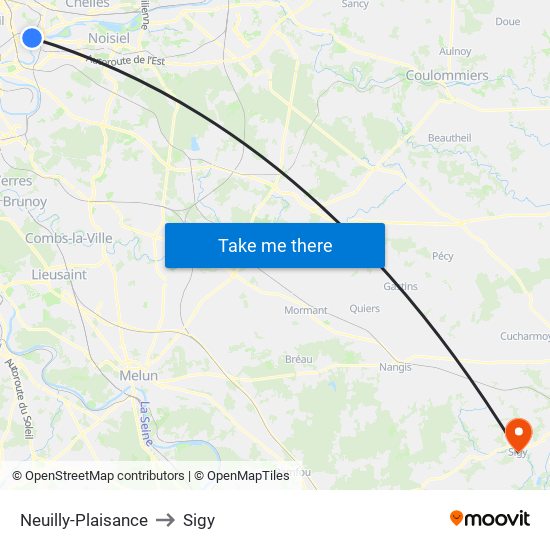 Neuilly-Plaisance to Sigy map