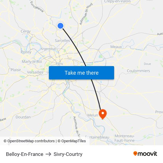 Belloy-En-France to Sivry-Courtry map
