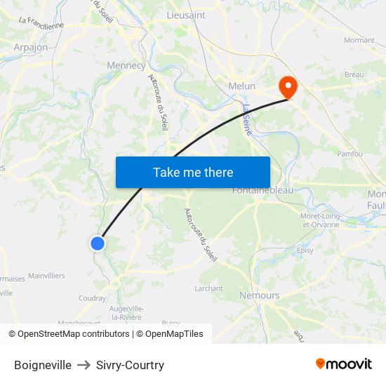 Boigneville to Sivry-Courtry map