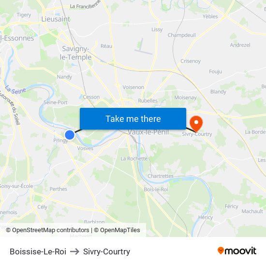 Boissise-Le-Roi to Sivry-Courtry map
